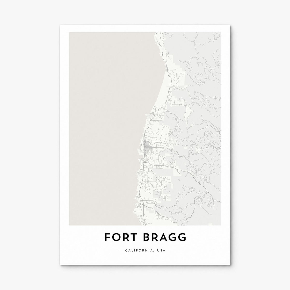 Fort Bragg Map Poster, print only (unframed)