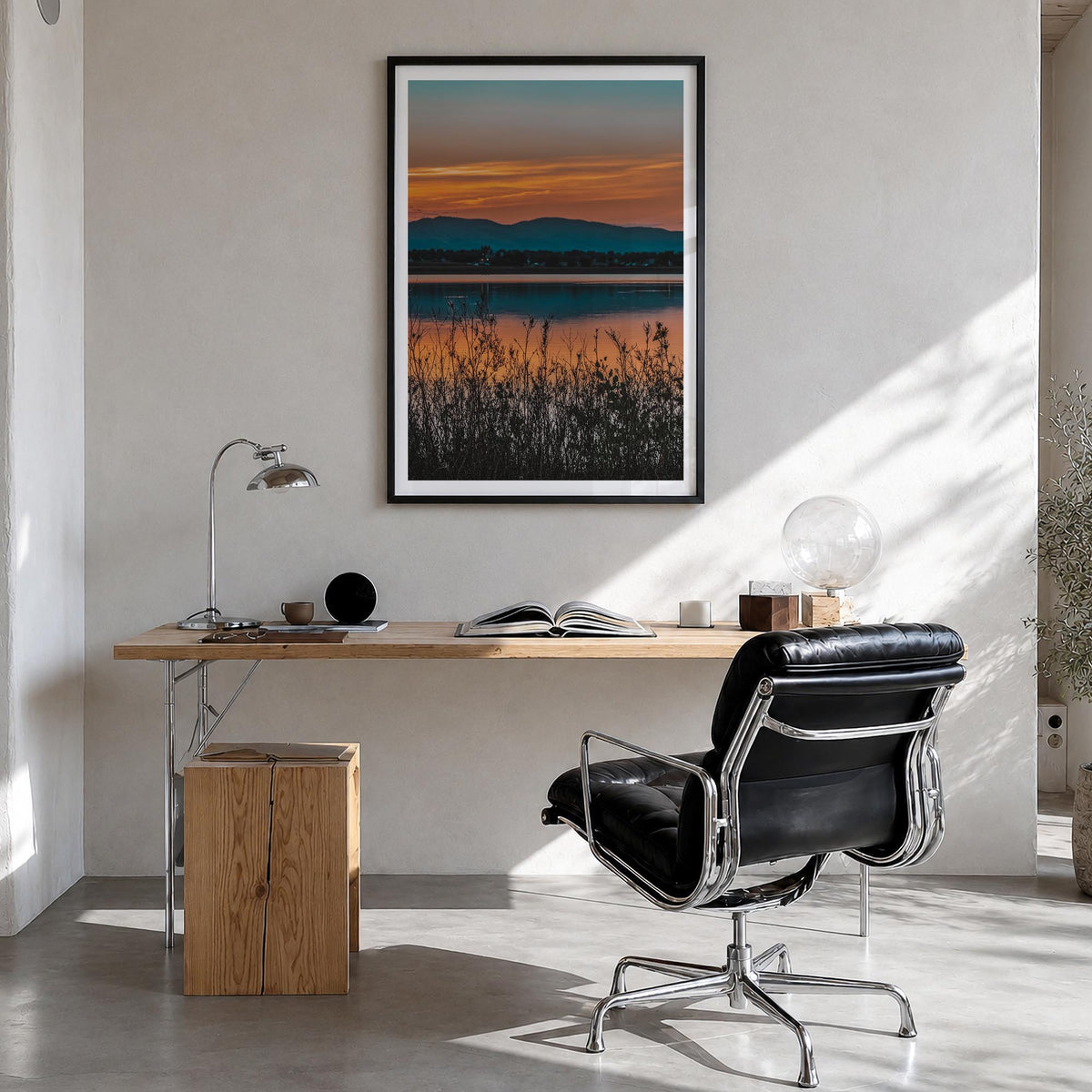 Fort Collins no. 2 colorful photo poster of Colorado, USA – vertical wall art in black wood frame with white border, hanging