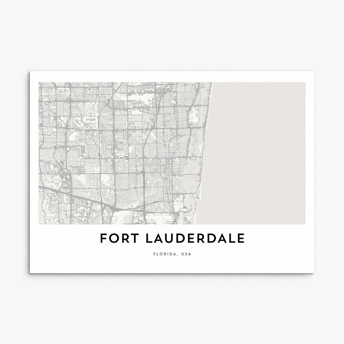 Fort Lauderdale Map Poster, print only (unframed)
