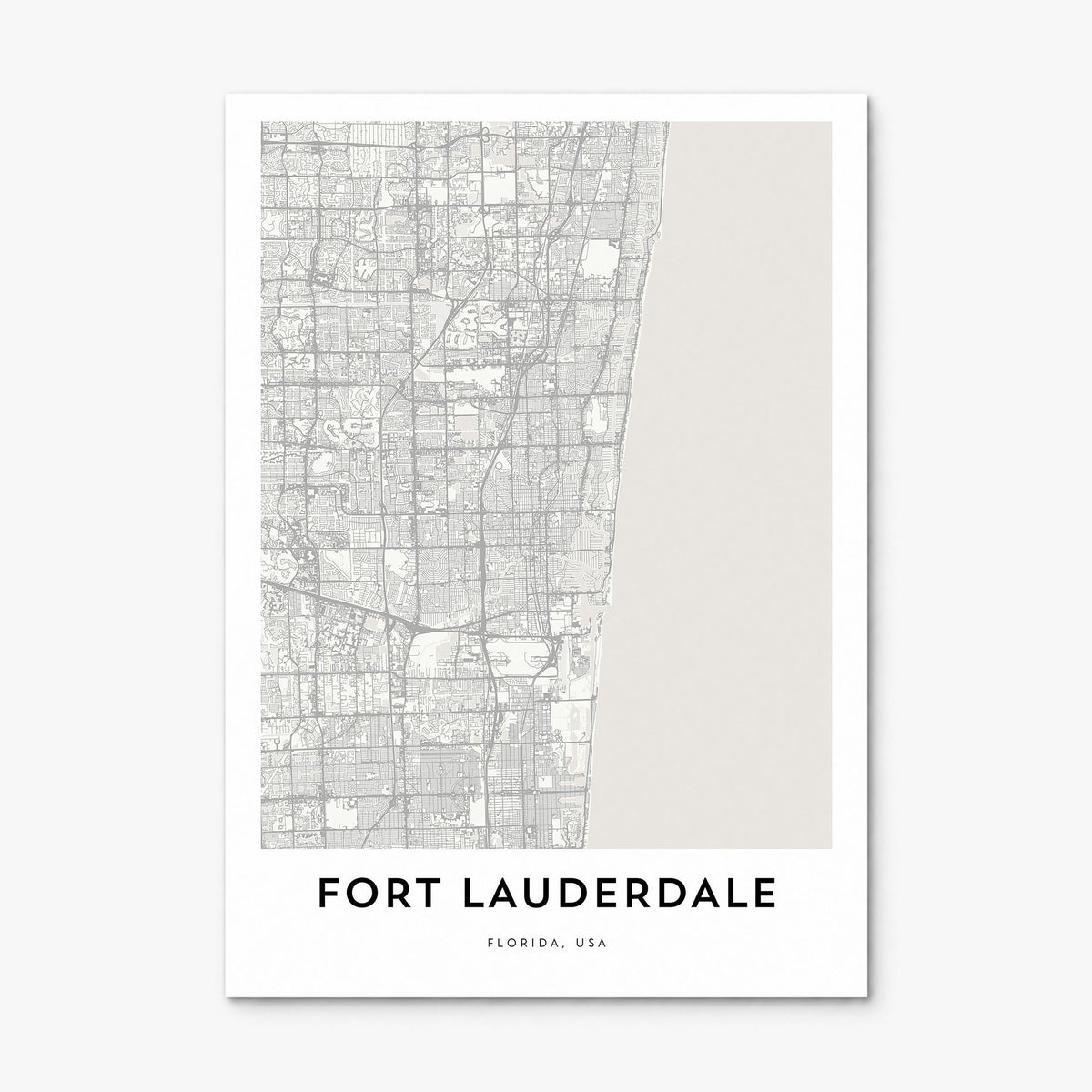 Fort Lauderdale Map Poster, print only (unframed)