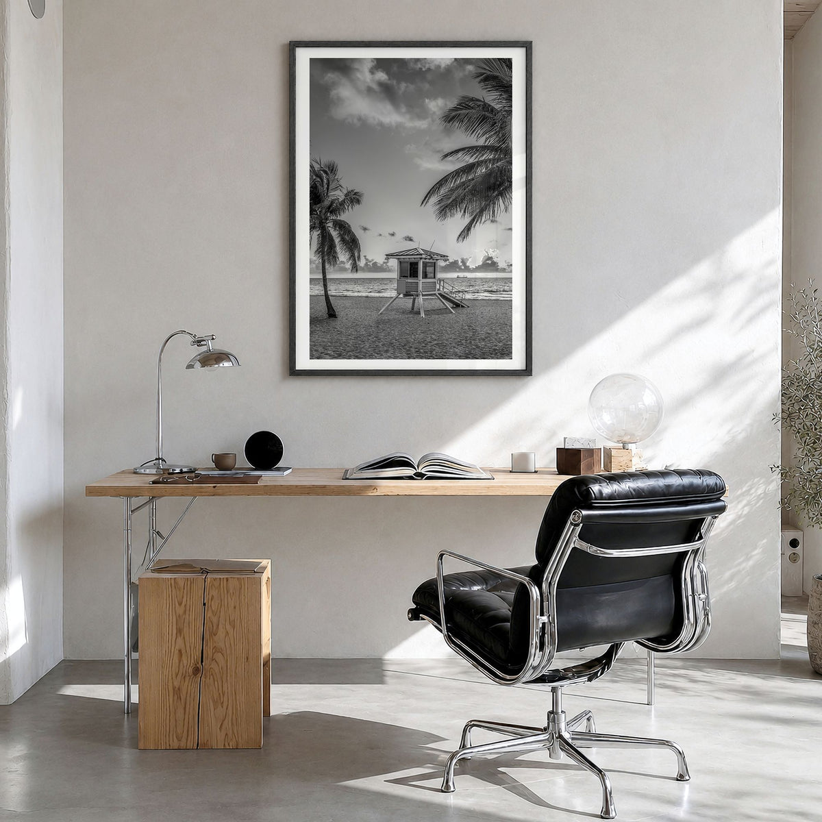 Fort Lauderdale Photo No 2 Poster in a black wood frame, hanging in a bright home office, white border
