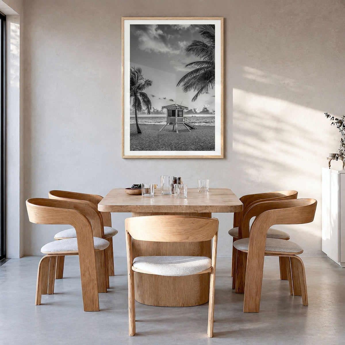Fort Lauderdale Photo No 2 Poster in a natural wood frame, hanging in a dining room, white border