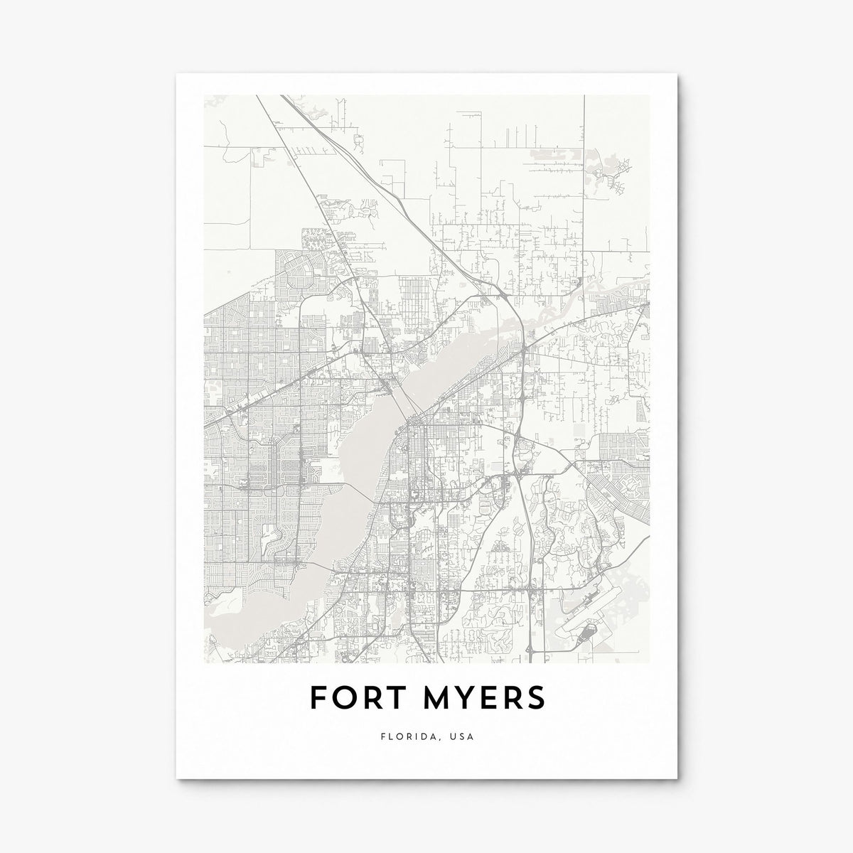 Fort Myers Map Poster, print only (unframed)