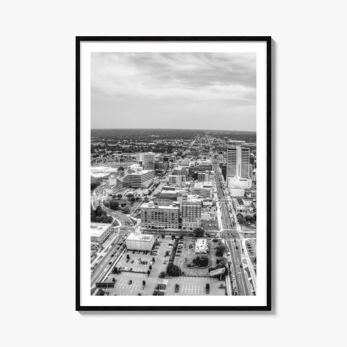 Fort Wayne black & white photo poster of Indiana, USA – vertical wall art, unframed print shown in interior mockup