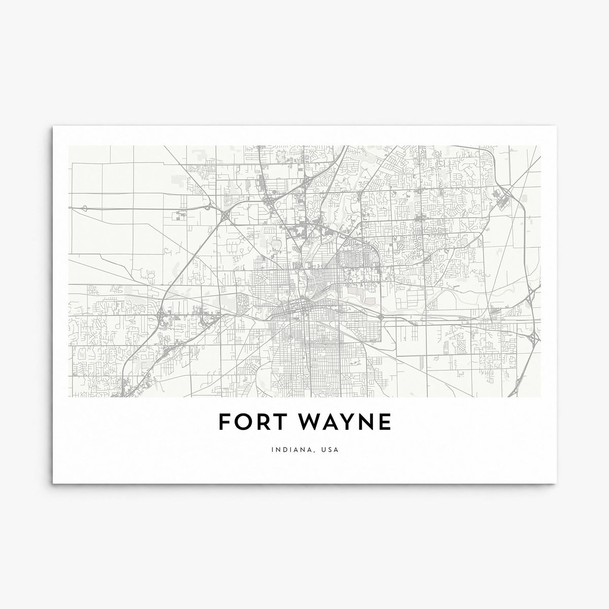 Fort Wayne Map Poster, print only (unframed)