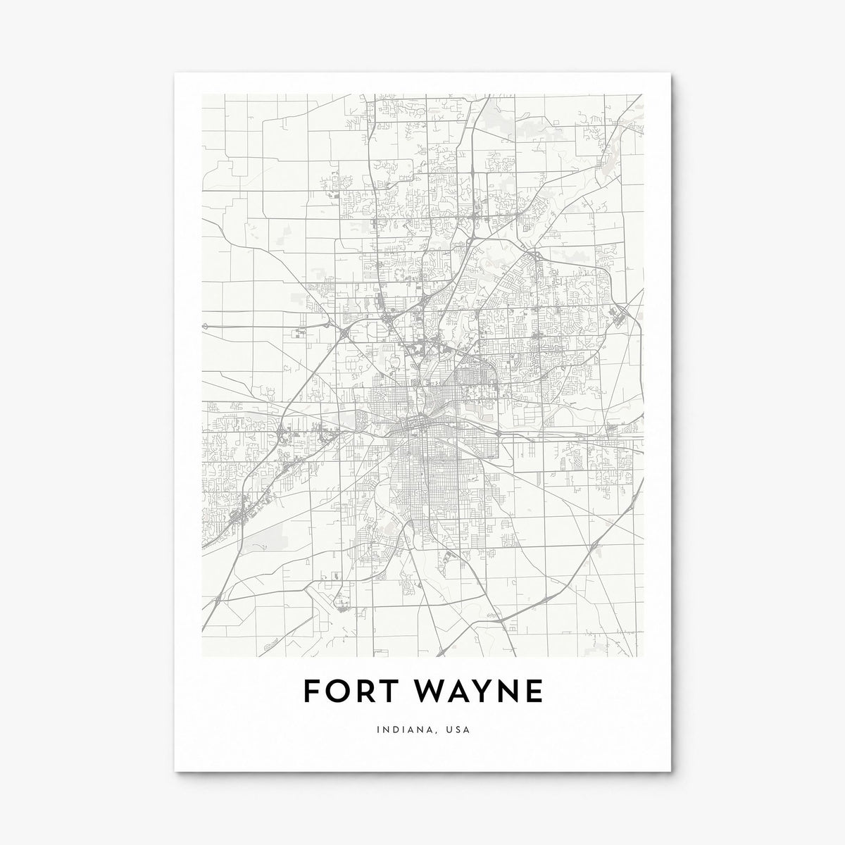 Fort Wayne Map Poster, print only (unframed)