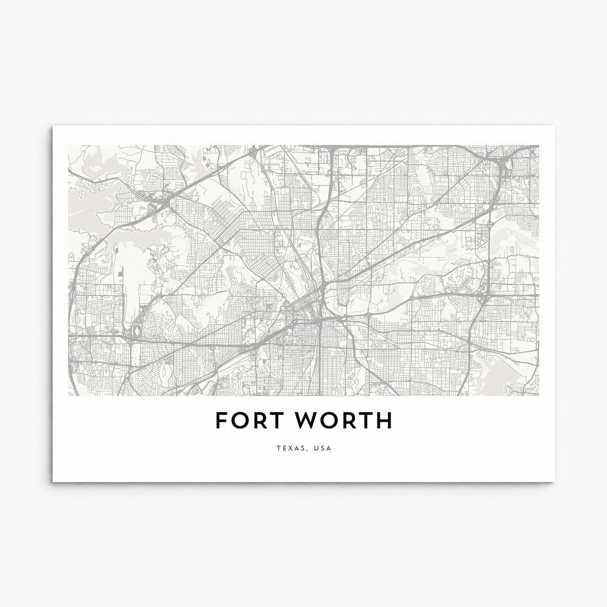 Fort Worth Map Poster, print only (unframed)