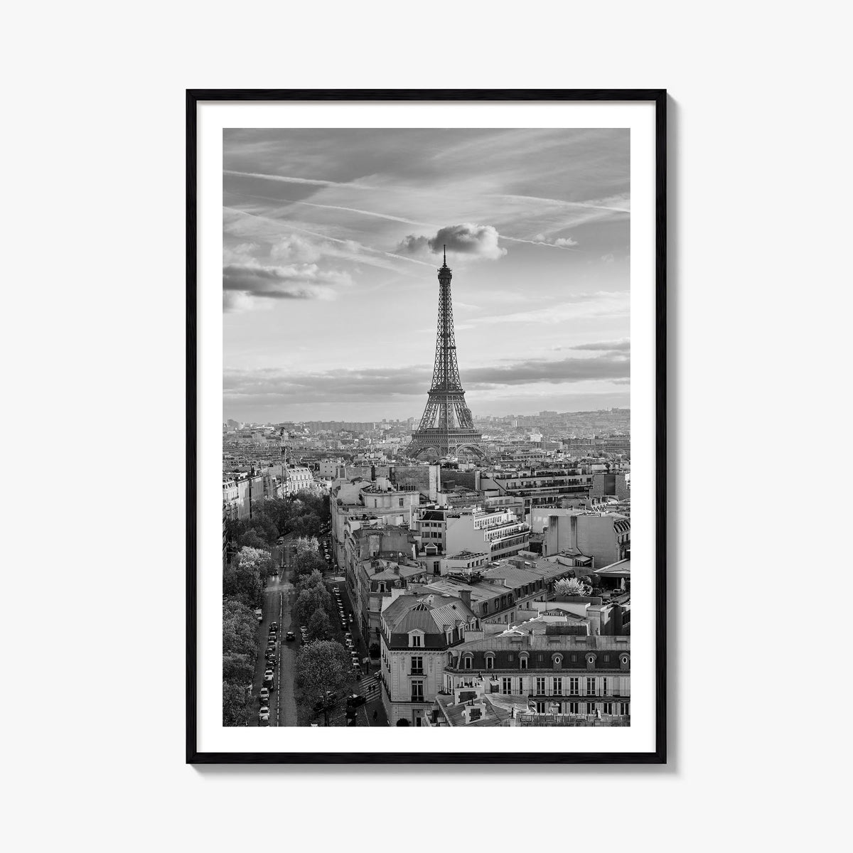France black & white photo poster of Europe – vertical wall art, unframed print shown in interior mockup