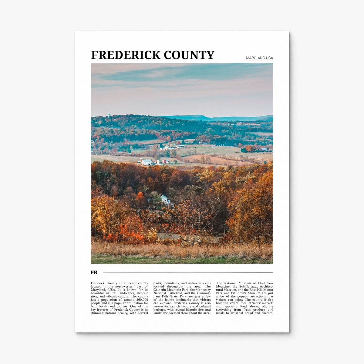 Frederick County Travel Poster, print only (unframed)