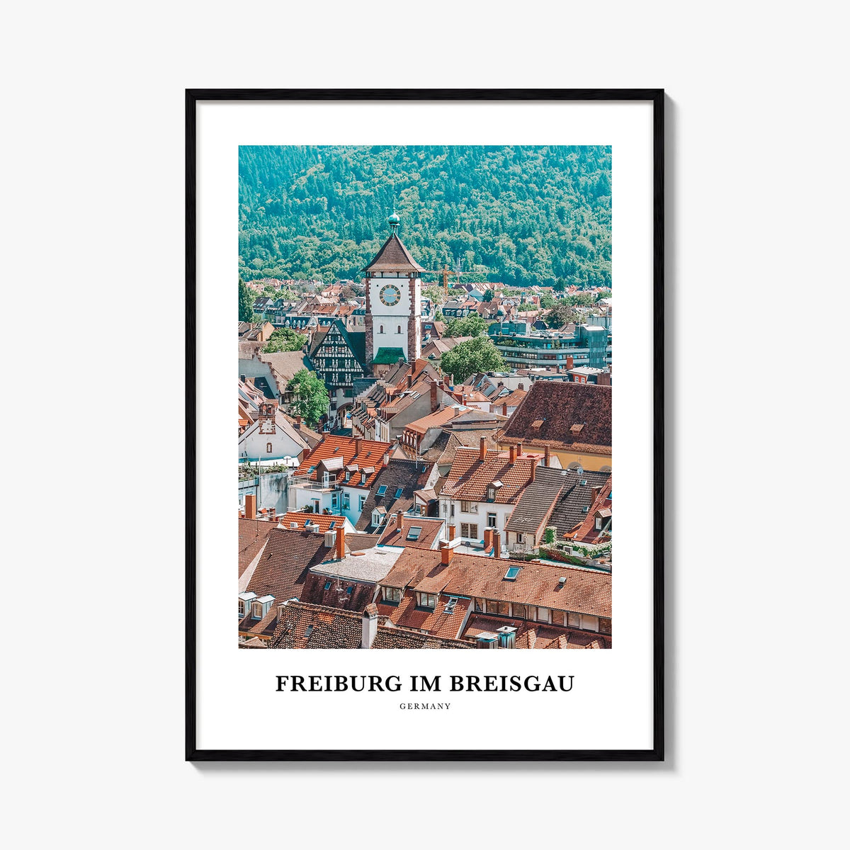 Freiburg im Breisgau no. 2 colorful classic poster of Germany – vertical wall art, unframed print shown in interior mockup