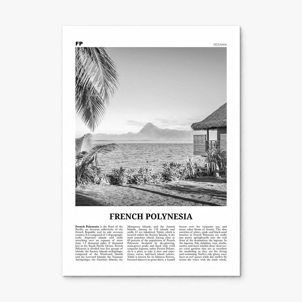 French Polynesia Newspaper Poster, print only (unframed)