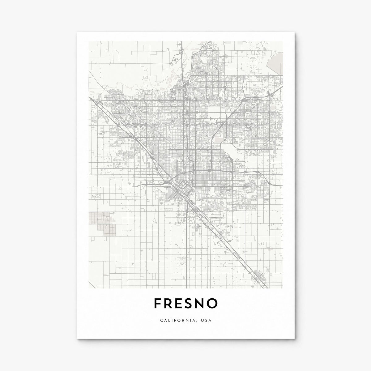 Fresno Map Poster, print only (unframed)