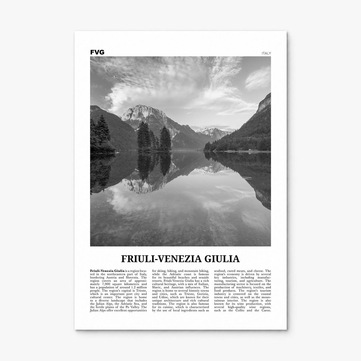 Friuli-Venezia Giulia Newspaper Poster, print only (unframed)