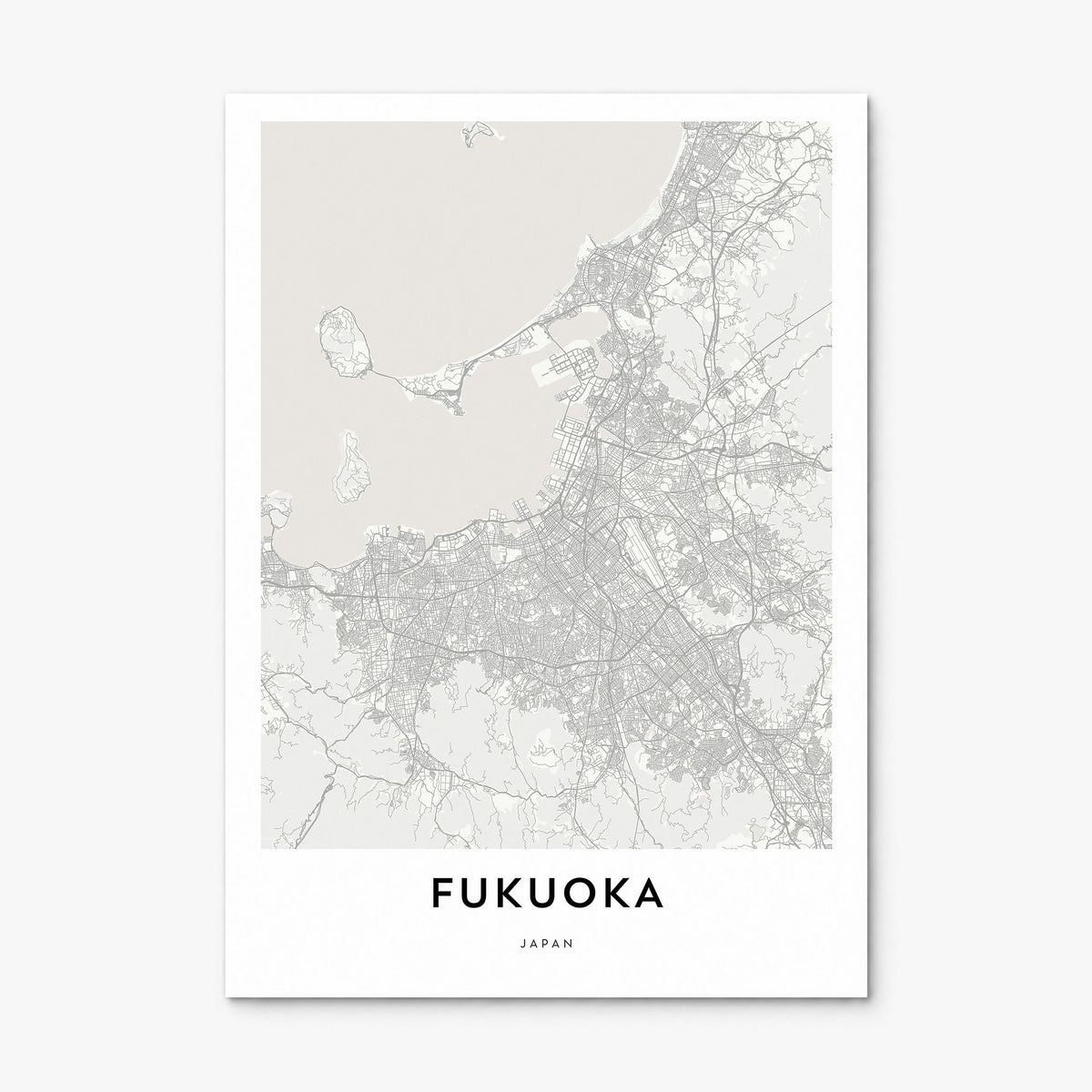Fukuoka Map Poster, print only (unframed)