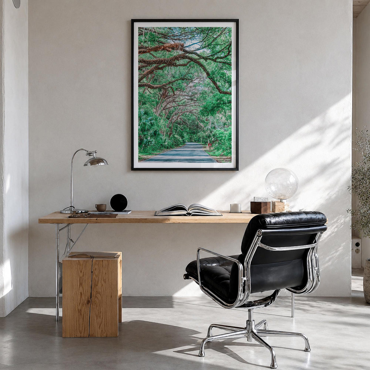 Gainesville no. 2 colorful photo poster of Florida, USA – vertical wall art in black wood frame with white border, hanging on