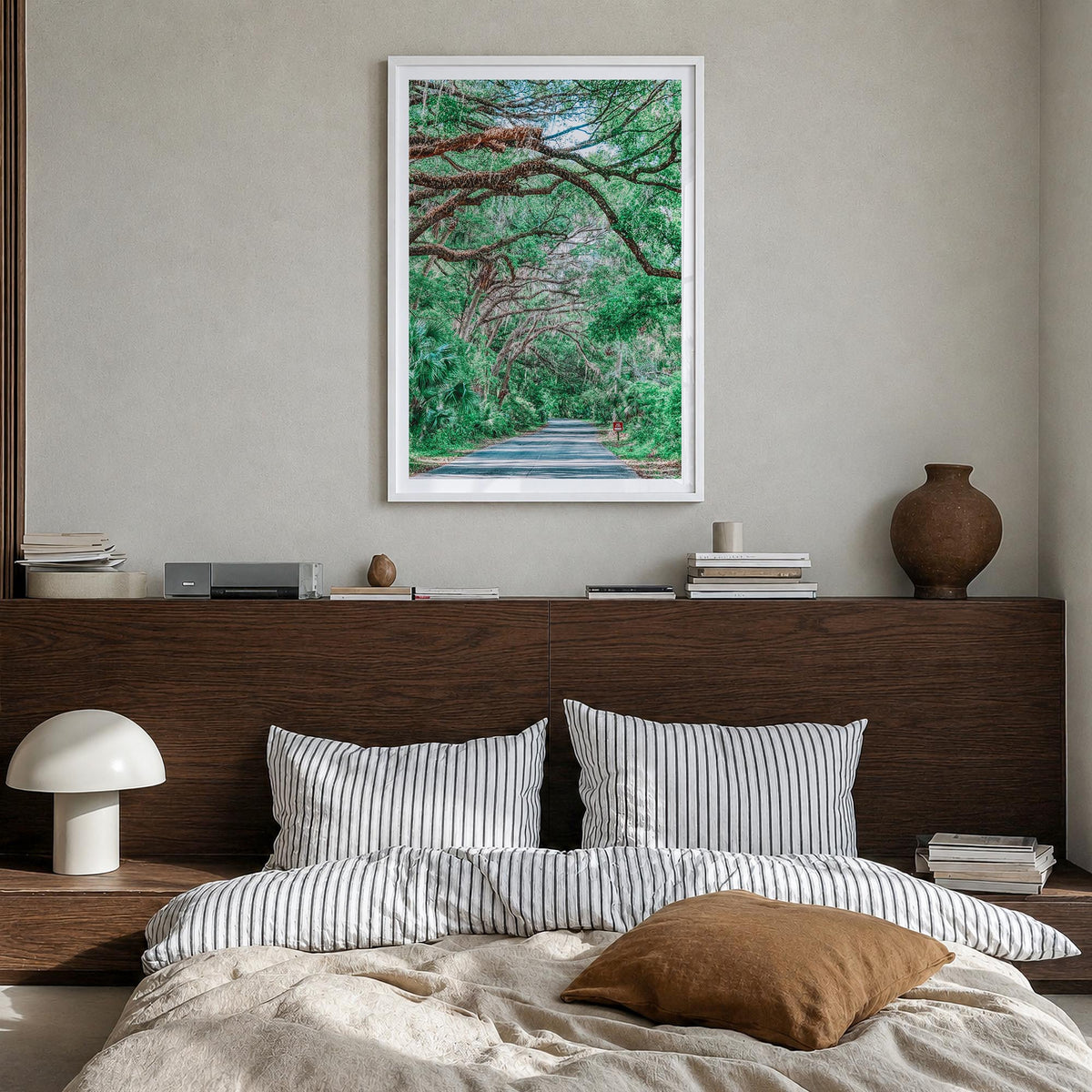 Gainesville no. 2 colorful photo poster of Florida, USA – vertical wall art in white wood frame with white border, hanging on