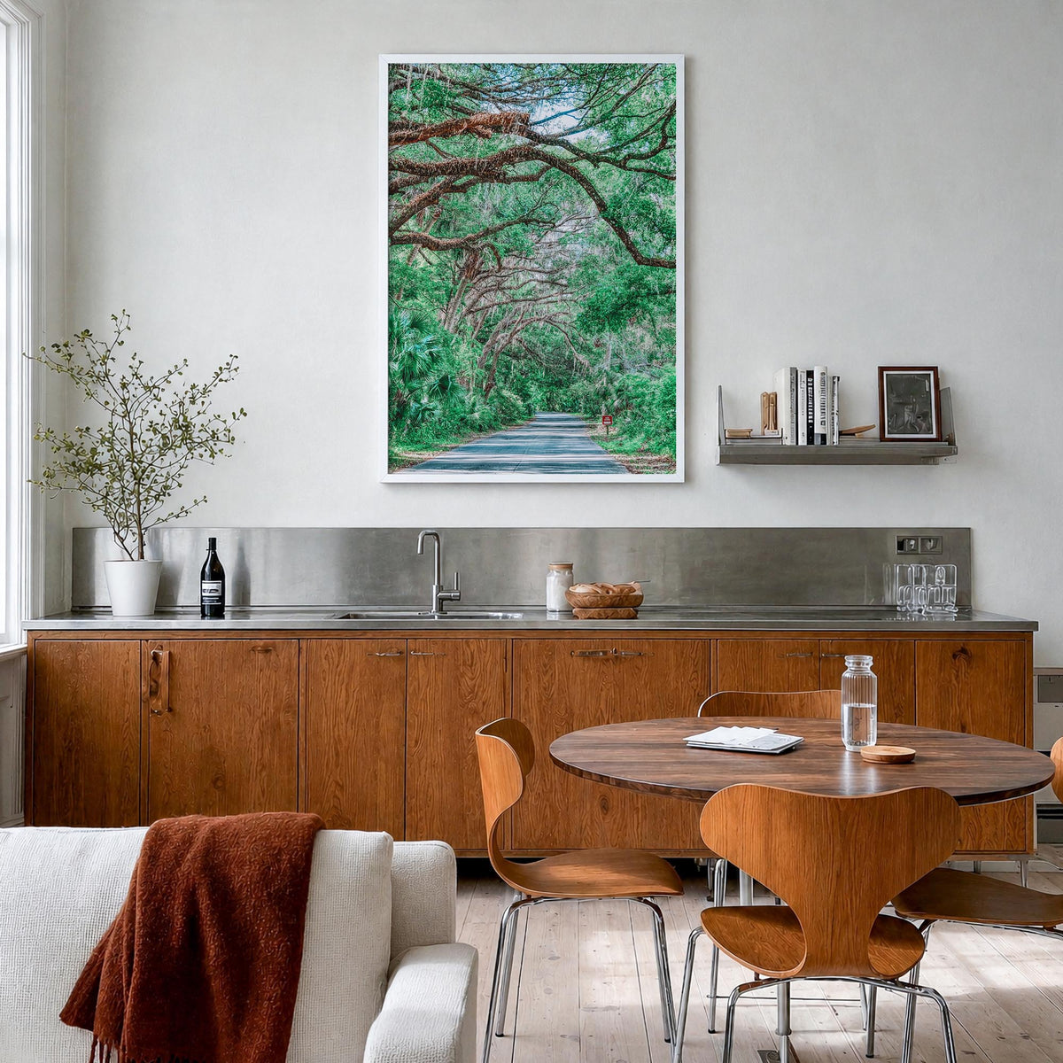 Gainesville no. 2 colorful photo poster of Florida, USA – vertical wall art in white wood frame, hanging on wall