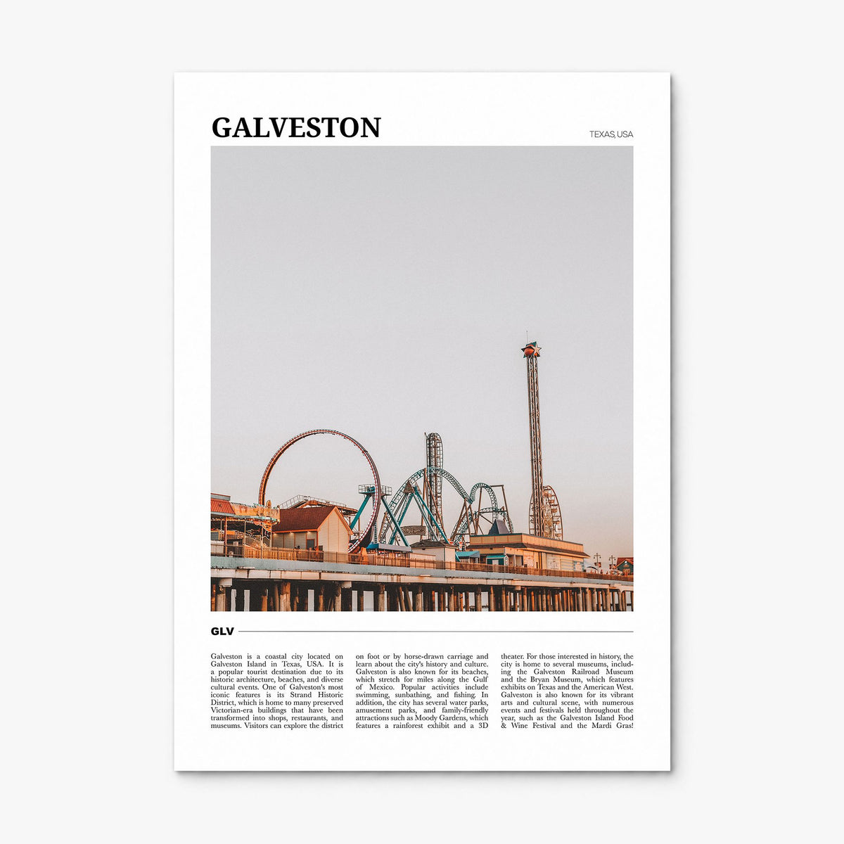 Galveston Travel Poster, print only (unframed)