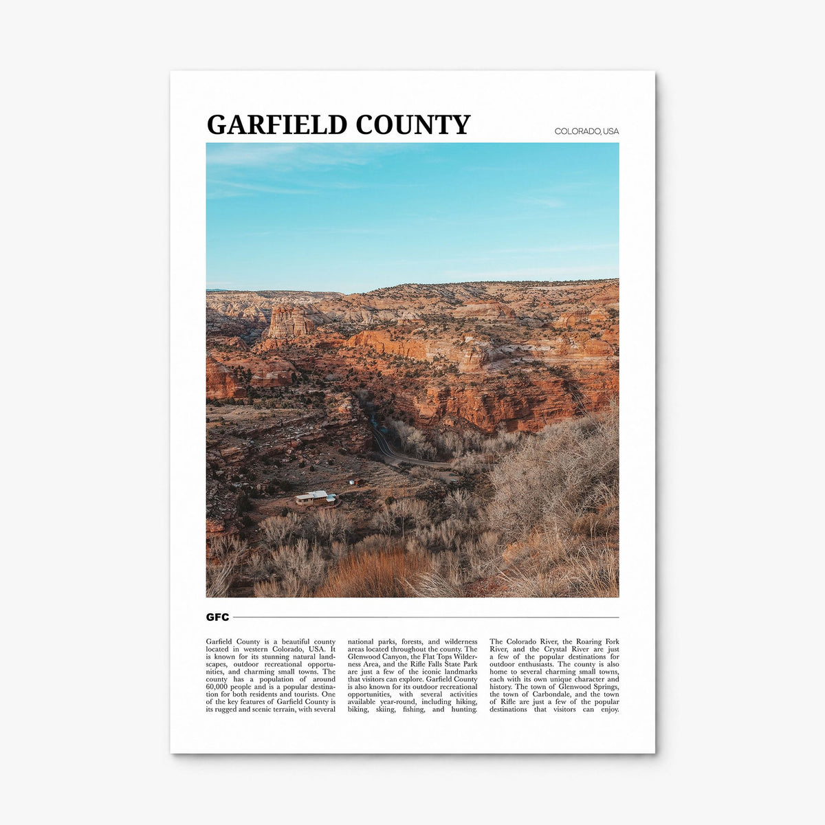 Garfield County Travel Poster, print only (unframed)