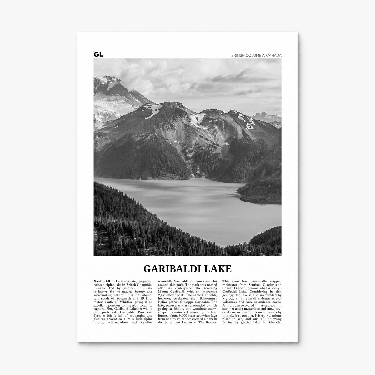 Garibaldi Lake Newspaper Poster, print only (unframed)
