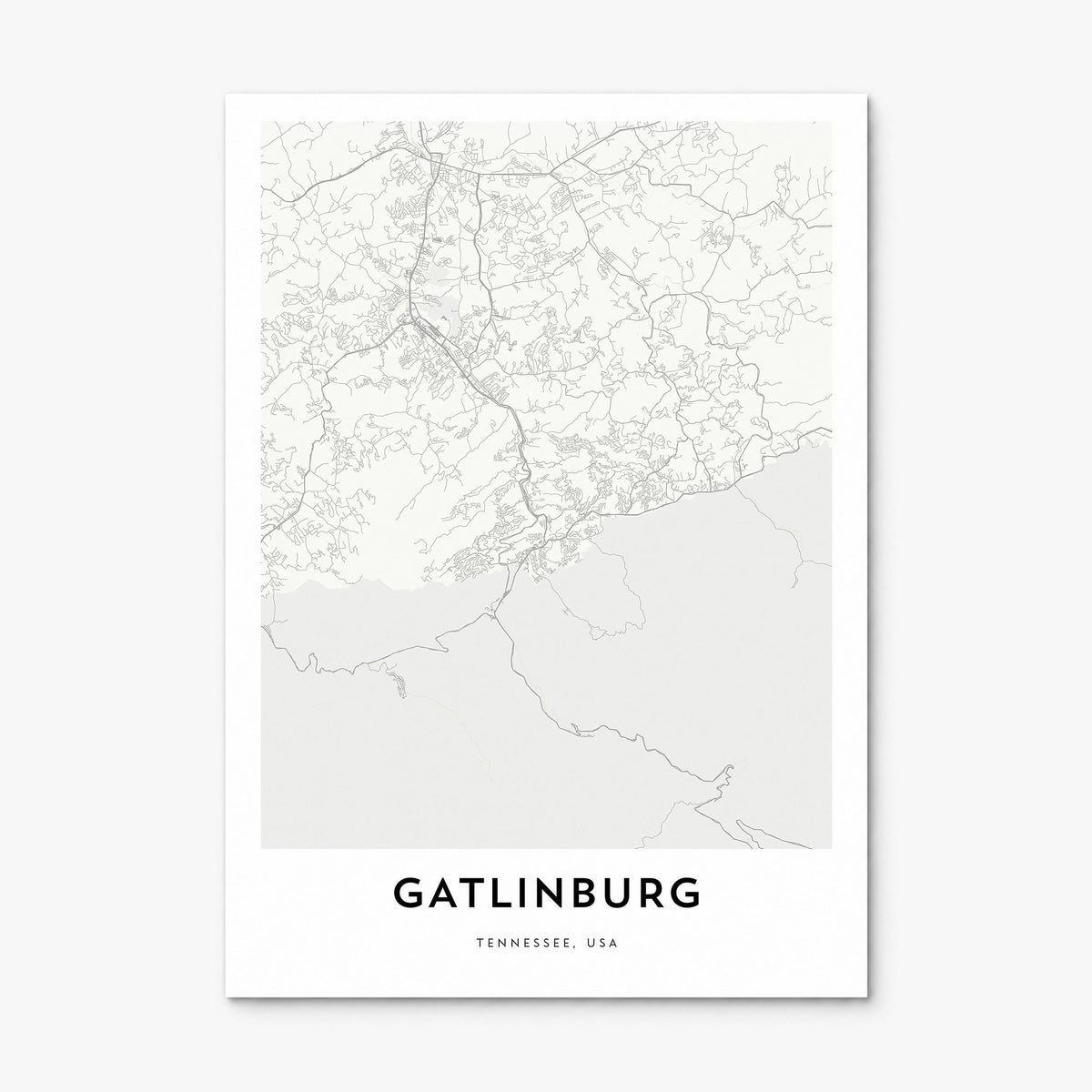 Gatlinburg Map Poster, print only (unframed)