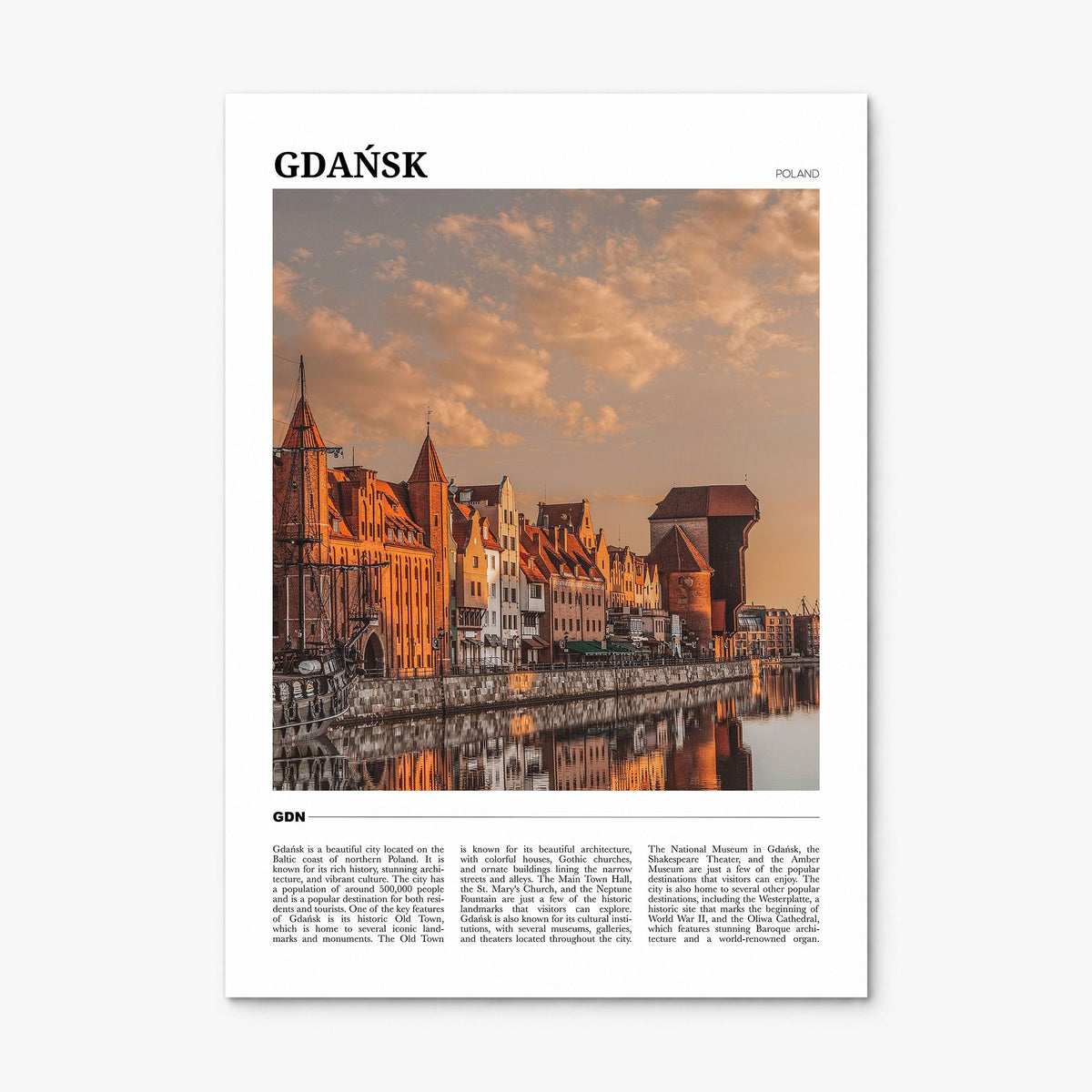 Gdańsk Travel Poster, print only (unframed)