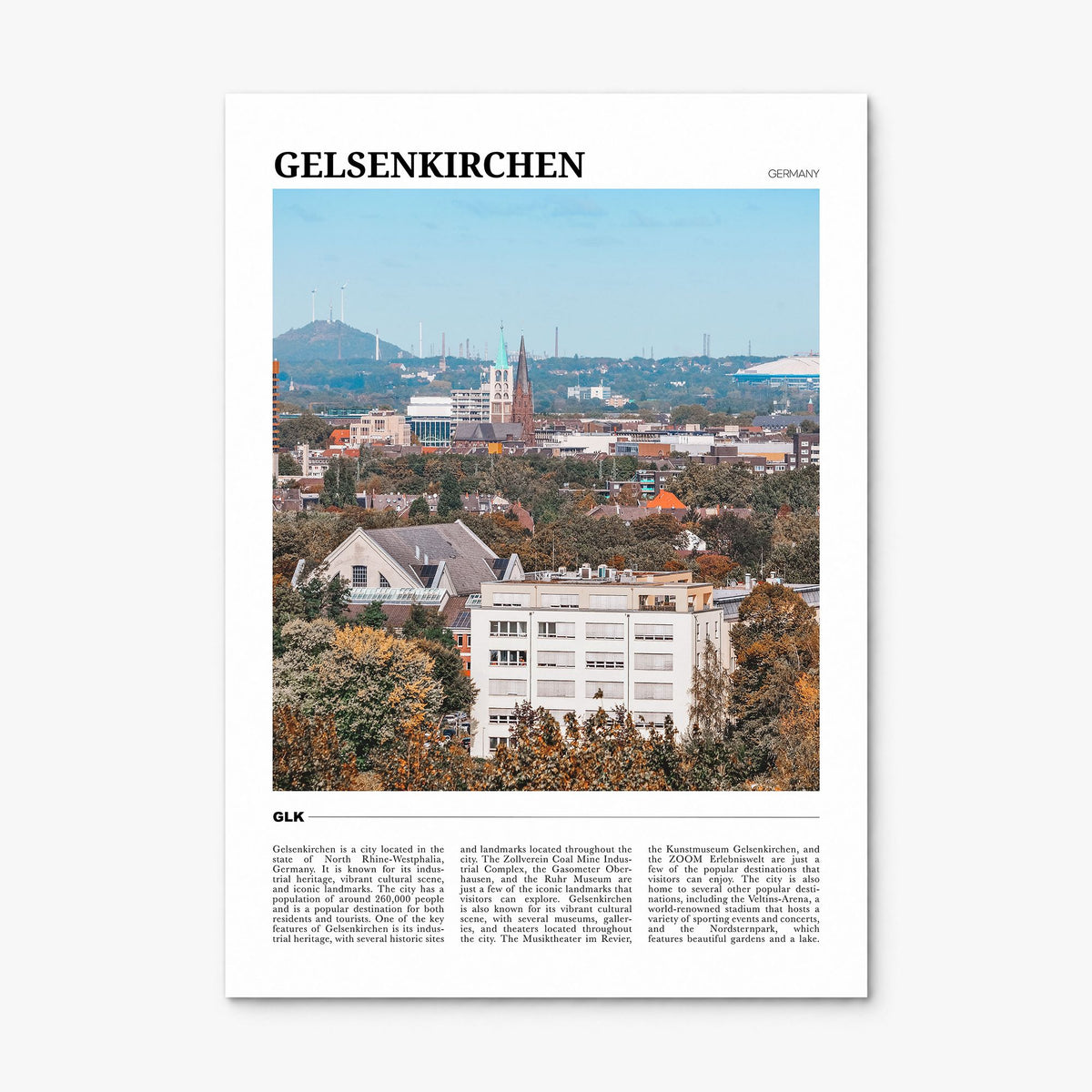 Gelsenkirchen Travel Poster, print only (unframed)