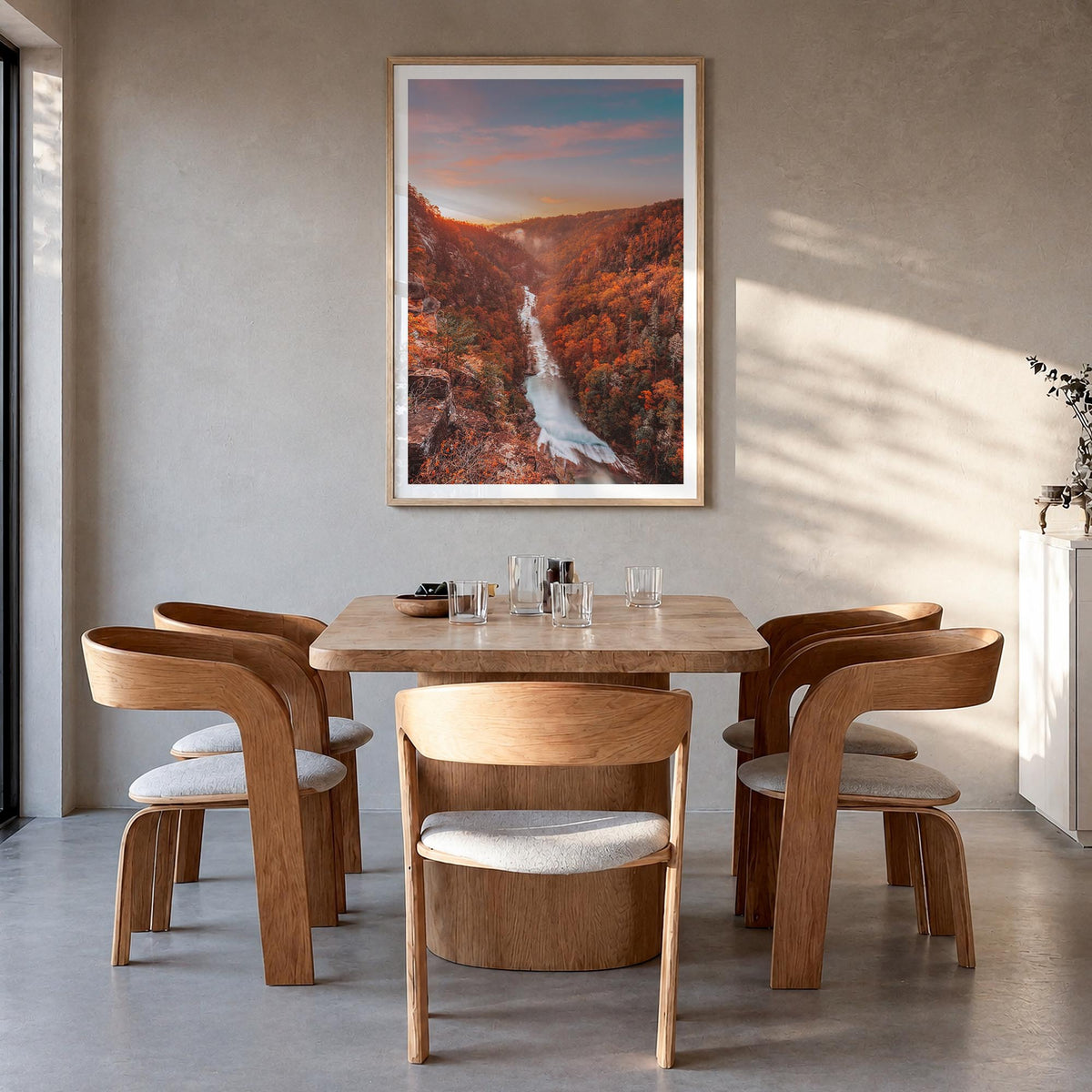 Georgia colorful photo poster of United States – vertical wall art in natural wood frame with white border, hanging on wall