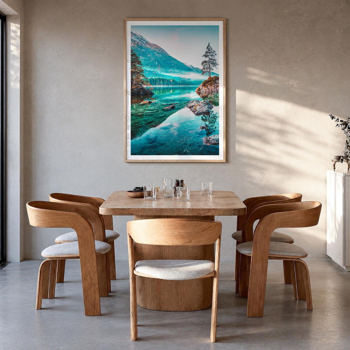 Germany colorful photo poster of Europe – vertical wall art in natural wood frame with white border, hanging on wall