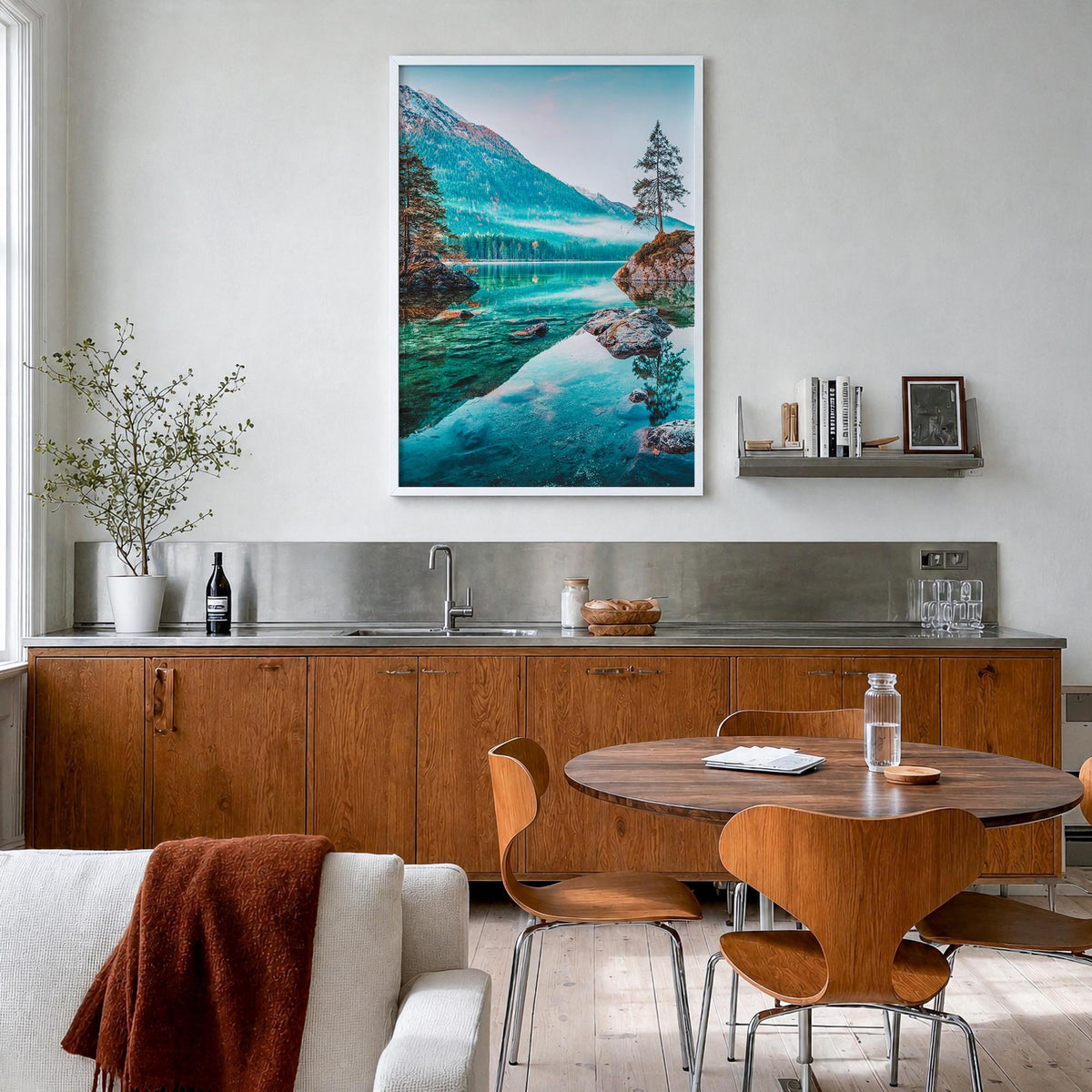 Germany colorful photo poster of Europe – vertical wall art in white wood frame, hanging on wall