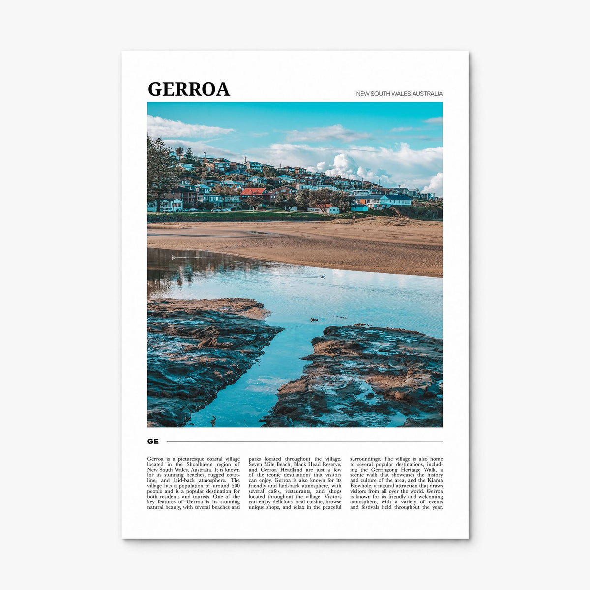 Gerroa Travel Poster, print only (unframed)