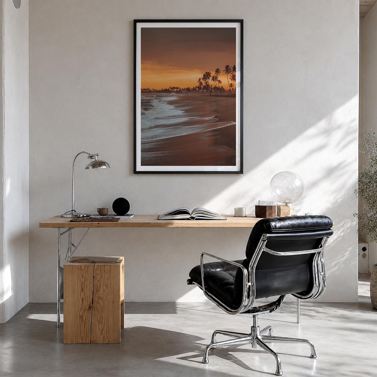 Ghana colorful photo poster of Africa – vertical wall art in black wood frame with white border, hanging on wall