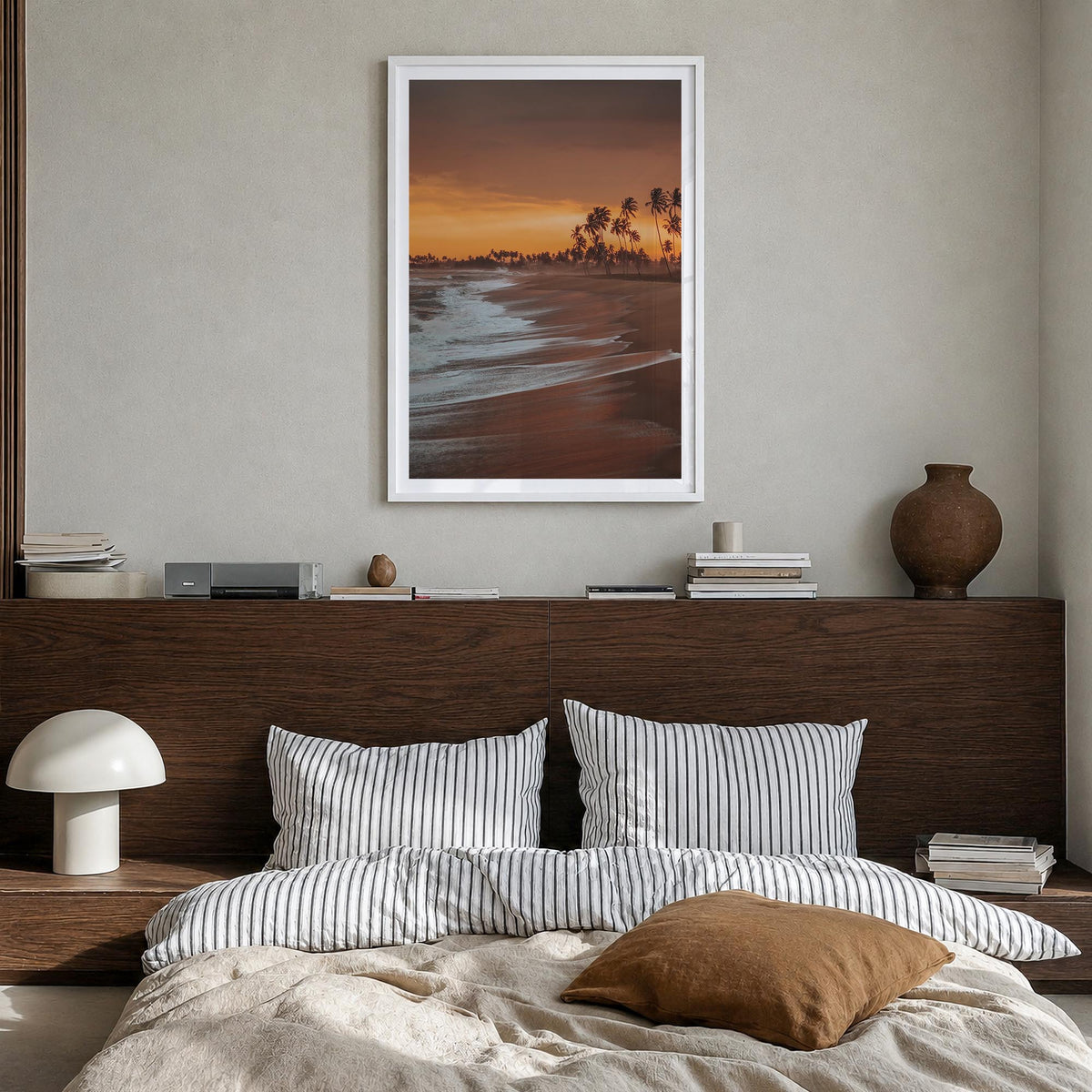 Ghana colorful photo poster of Africa – vertical wall art in white wood frame with white border, hanging on wall