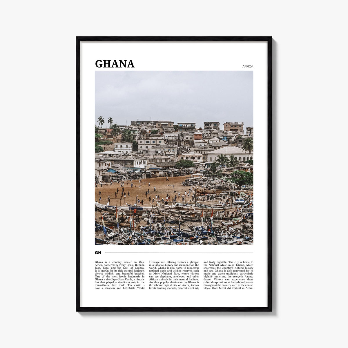 Ghana no. 2 colorful travel poster of Africa – vertical wall art, unframed print shown in interior mockup