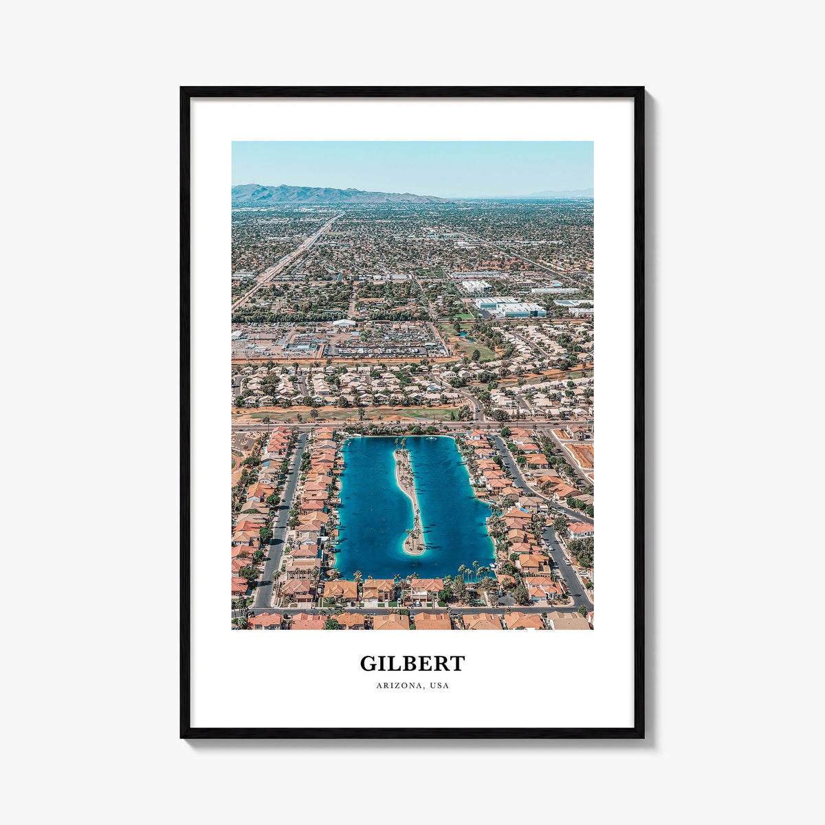 Gilbert colorful classic poster of Arizona, USA – vertical wall art, unframed print shown in interior mockup
