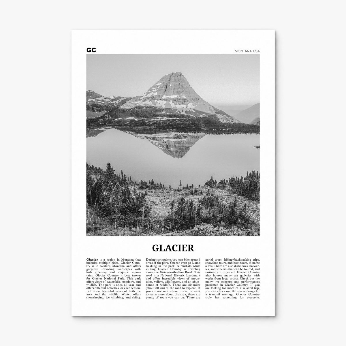 Glacier National Park Newspaper Poster, print only (unframed)
