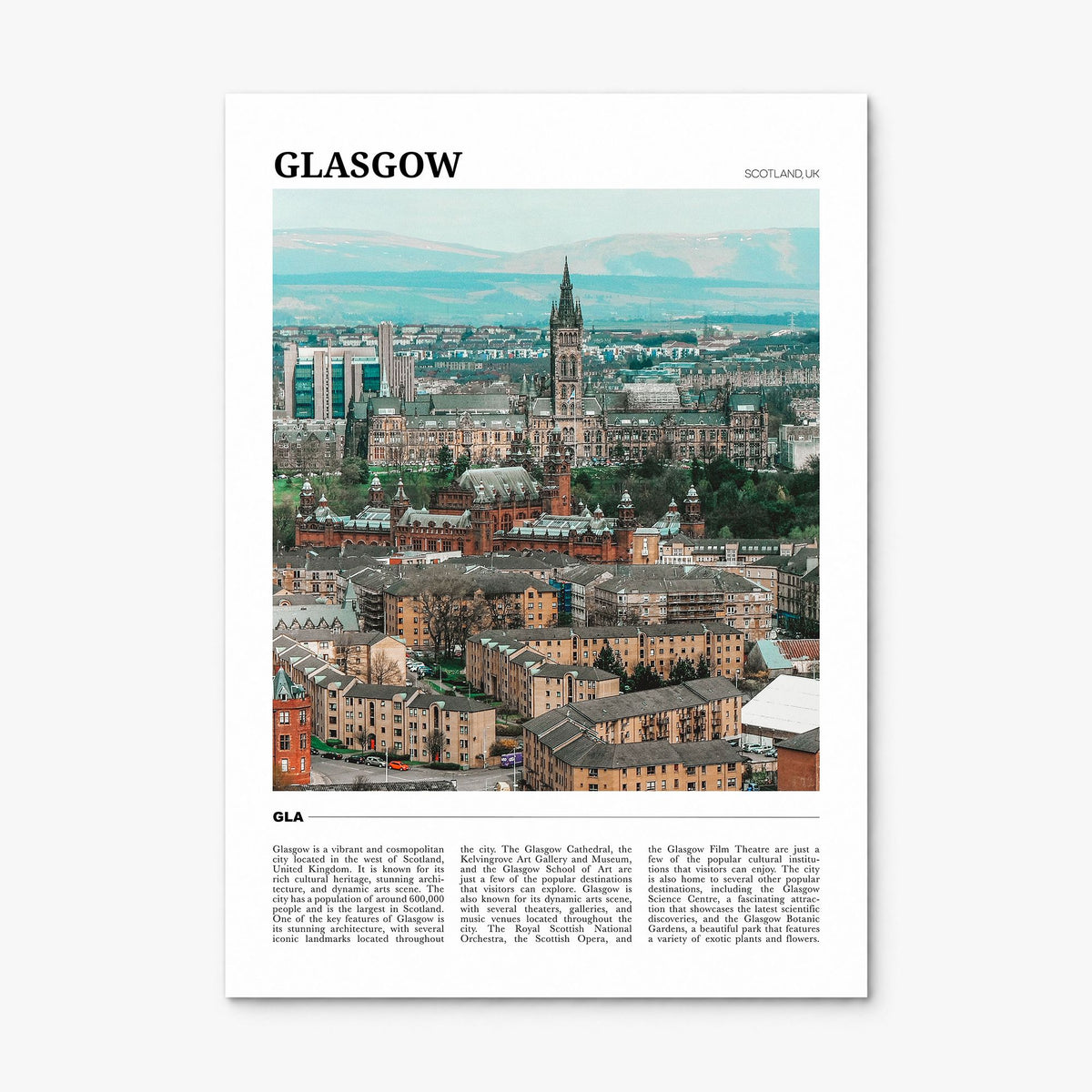 Glasgow Travel Poster, print only (unframed)