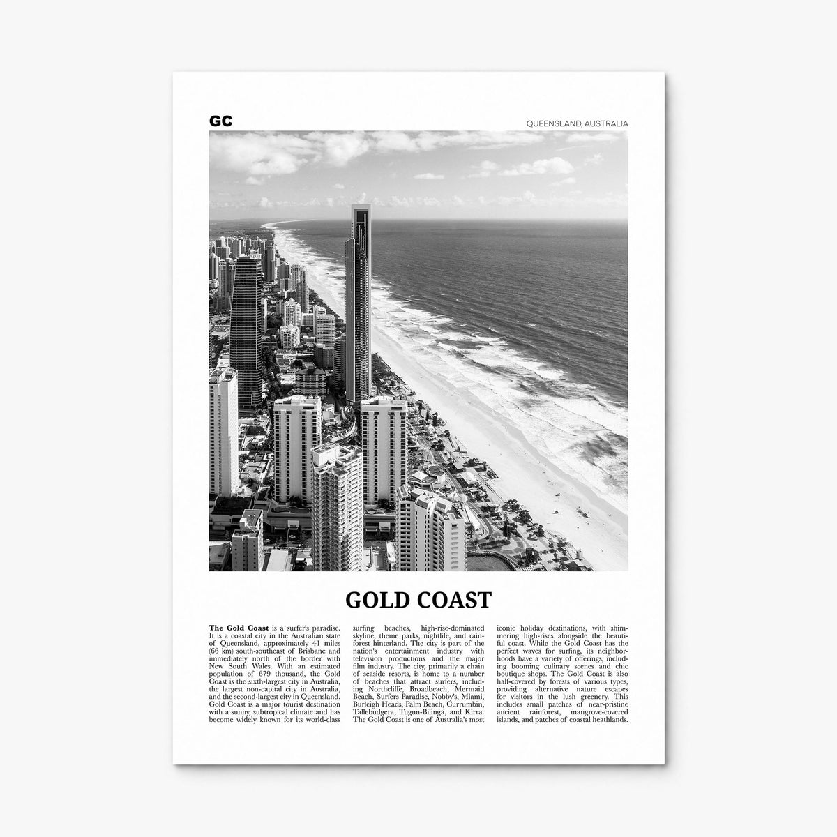 Gold Coast Newspaper Poster, print only (unframed)