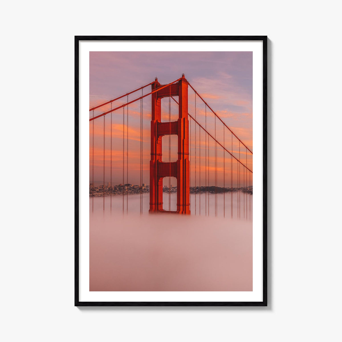 Golden Gate Bridge no. 5 colorful photo poster of San Francisco, California – vertical wall art, unframed print shown in inte