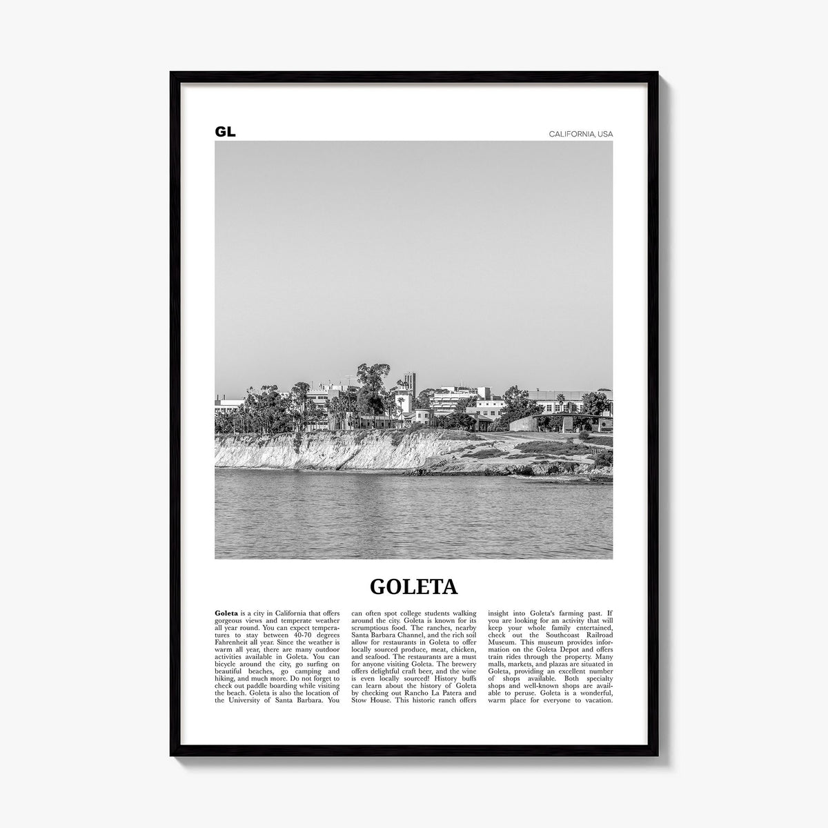 Goleta Newspaper Poster, framed poster mockup