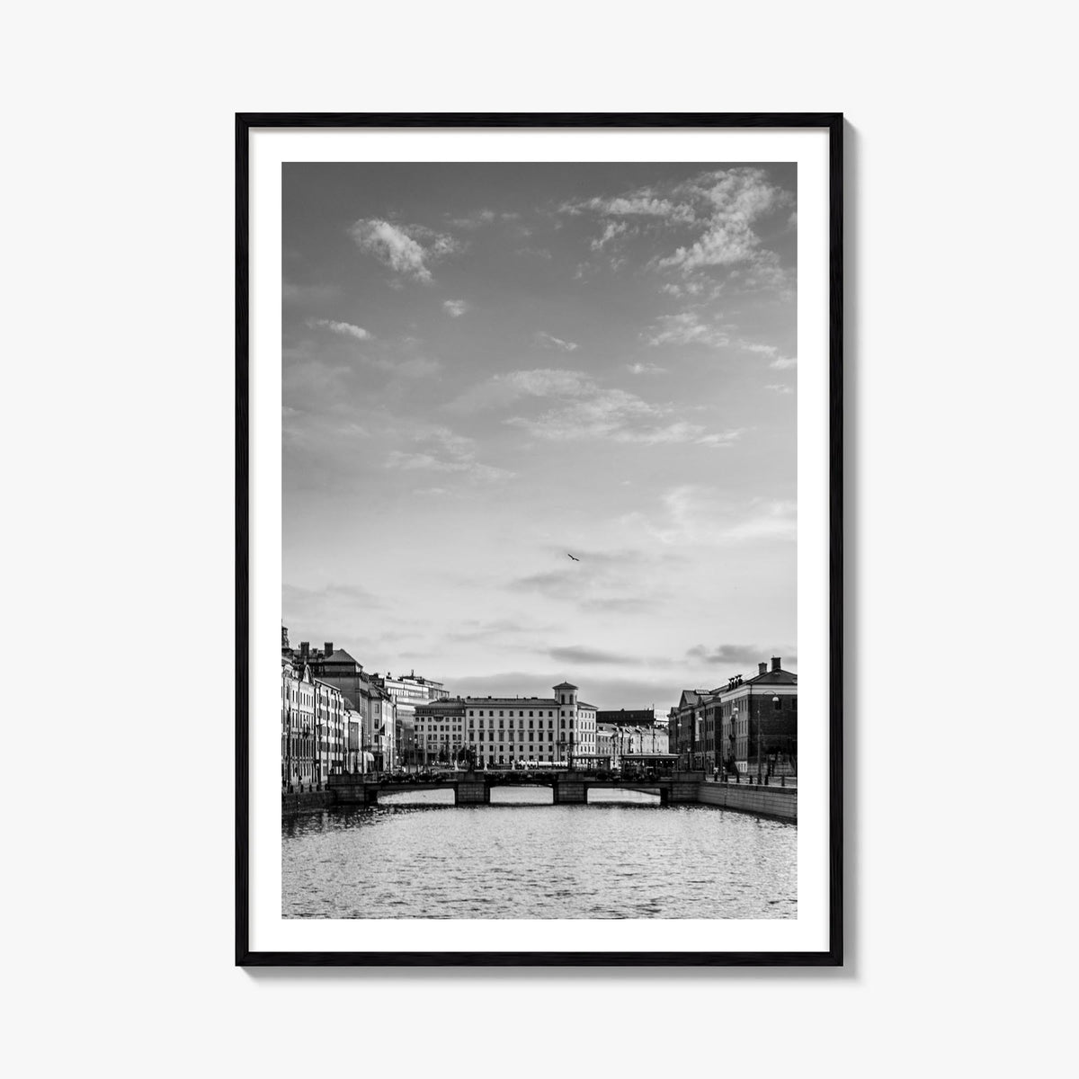 Gothenburg no. 1 black & white photo poster of Sweden – vertical wall art, unframed print shown in interior mockup