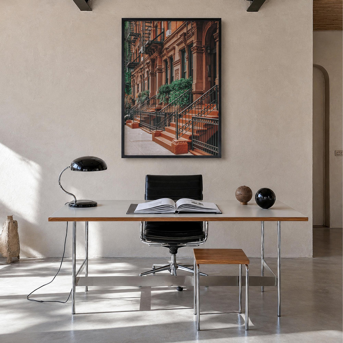 Gramercy Park colorful photo poster of Manhattan, New York City – vertical wall art in black wood frame, hanging on wall