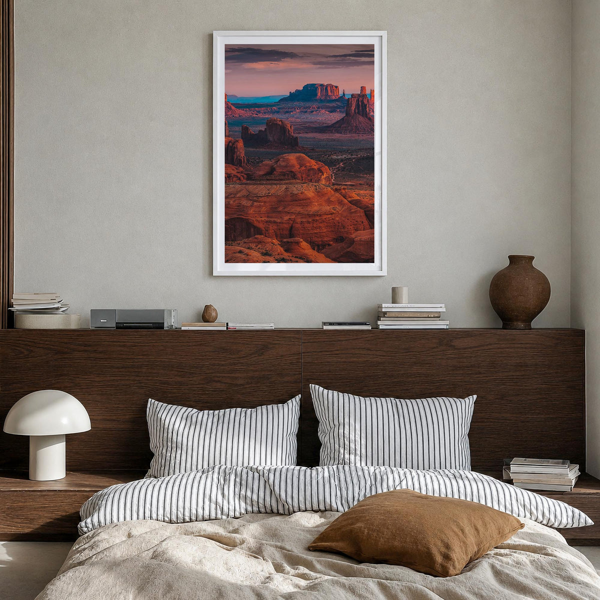 Grand Canyon no. 2 colorful photo poster of Arizona, USA – vertical wall art in white wood frame with white border, hanging o