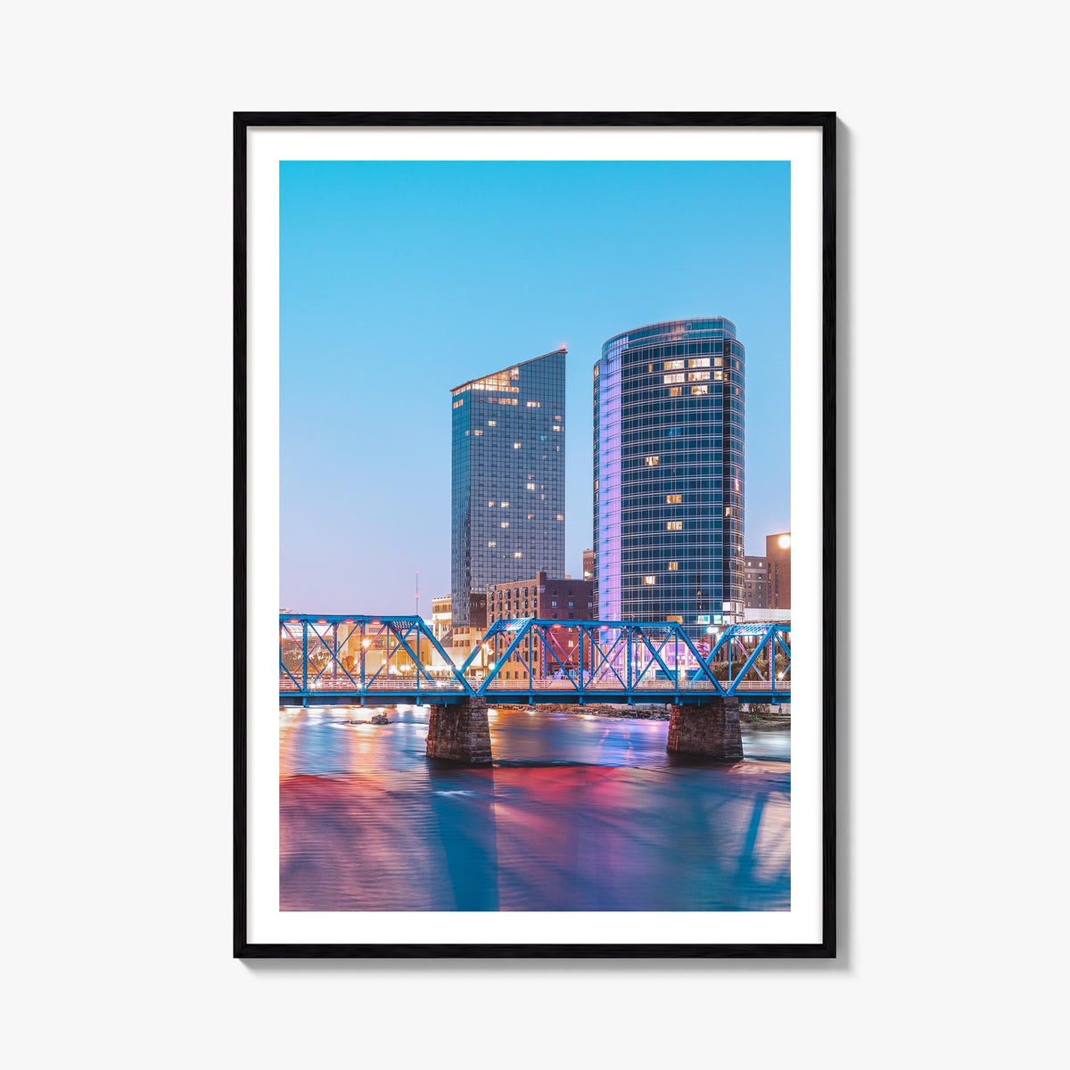 Grand Rapids no. 2 colorful photo poster of Michigan, USA – vertical wall art, unframed print shown in interior mockup