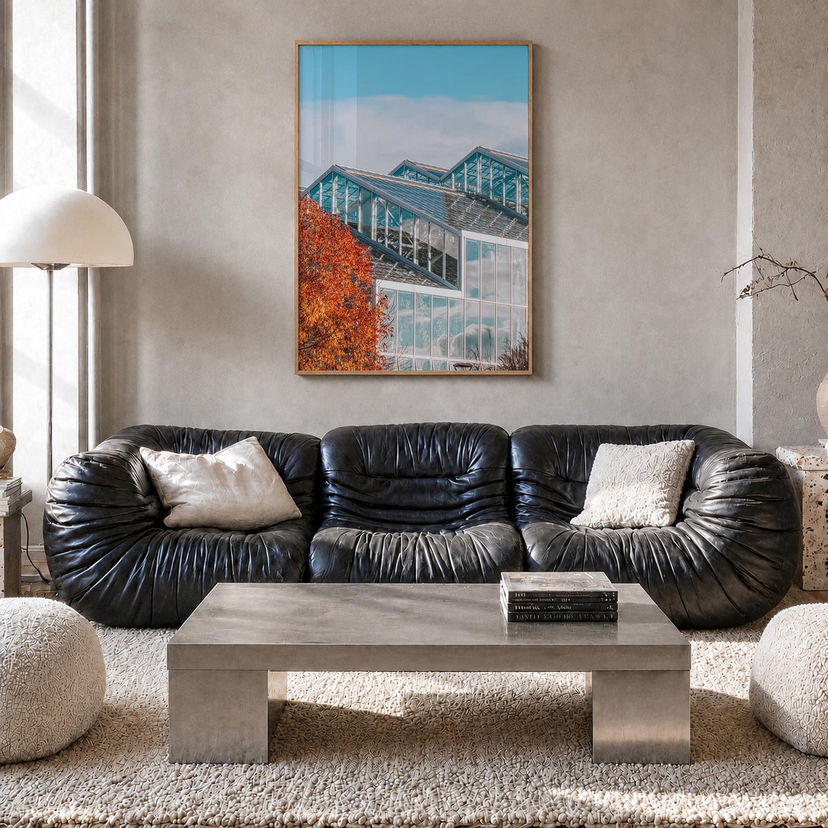 Grand Rapids no. 3 colorful photo poster of Michigan, USA – vertical wall art in natural wood frame, hanging on wall