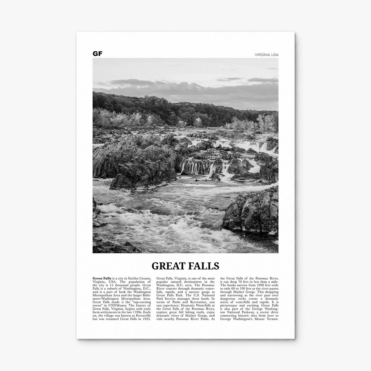 Great Falls, Virginia Newspaper Poster, print only (unframed)