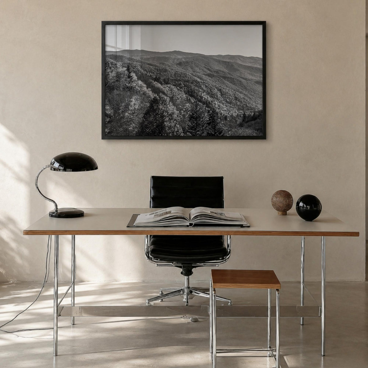Great Smoky Mountains National Park no. 2 black & white photo poster of Tennessee & North Carolina, USA – horizontal wall art