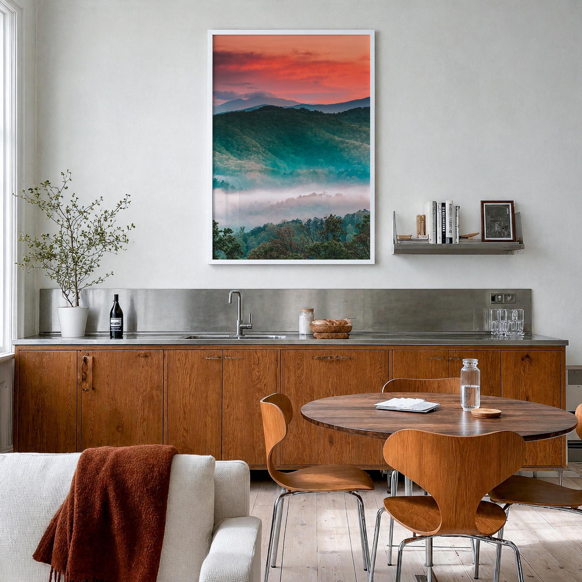 Great Smoky Mountains National Park no. 2 colorful photo poster of Tennessee & North Carolina, USA – vertical wall art in whi