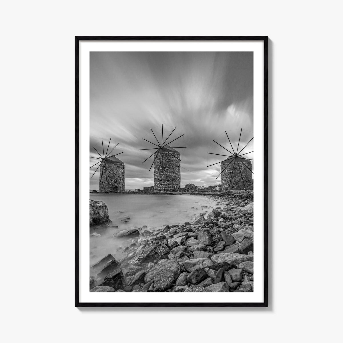 Greece no. 2 black & white photo poster of Europe – vertical wall art, unframed print shown in interior mockup