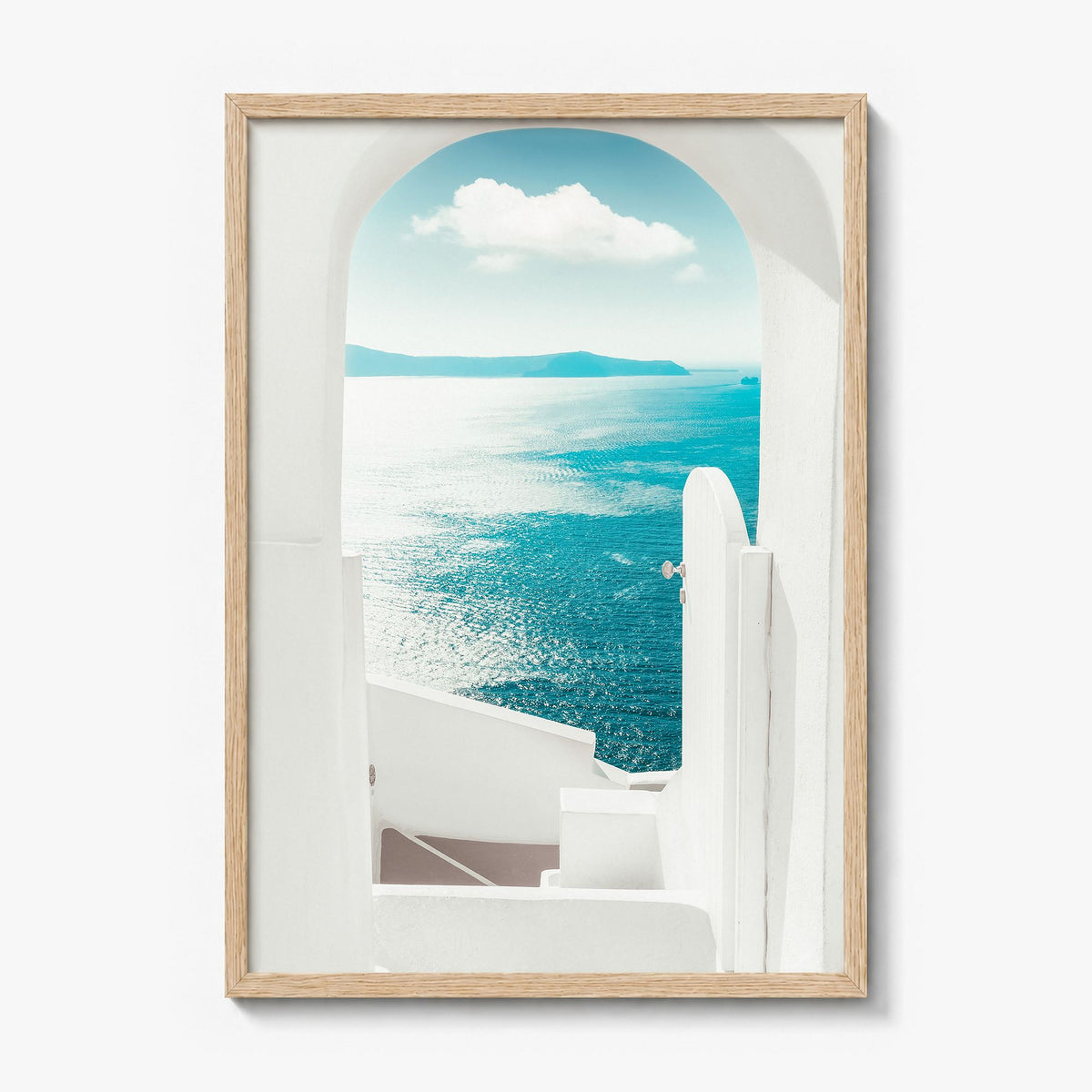 Greece Photo No 2 Poster in a natural wood frame, full image (no border)